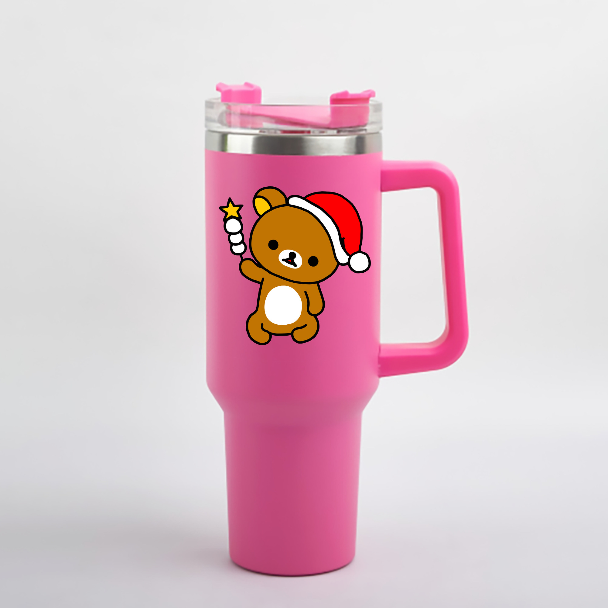 （画像用） リラックマ リラックマ キイロイトリ Rilakkuma Korilakkuma Kiiroitori 1200mL車用タンブラー - クリスタルステッカー（プラスチックストロー付き）